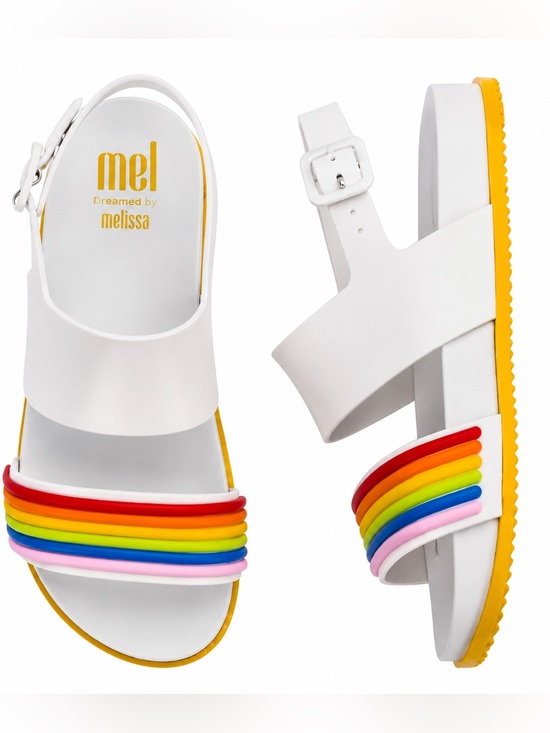 Mini Melissa Other - Mini Melissa Mel Cosmic Rainbow Strap Buckle Jelly Beach Sandal Girls Size 2Y